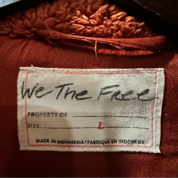 Free People So Cozy Slouchy Fleece Moto Jacket Size L EUC Spiced Brandy - Picture 4 of 6